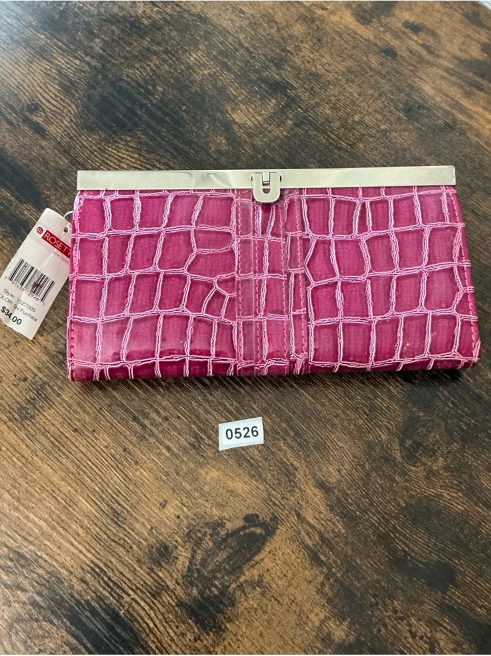 Rosetti Fuchsia Croc-Embossed Clasp Wallet